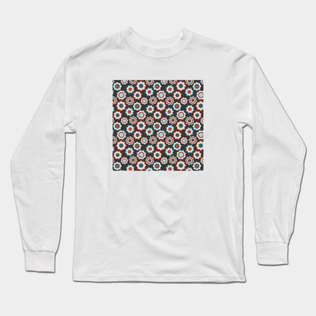 Blue & Red Floral Pattern Long Sleeve T-Shirt by FloralPatterns